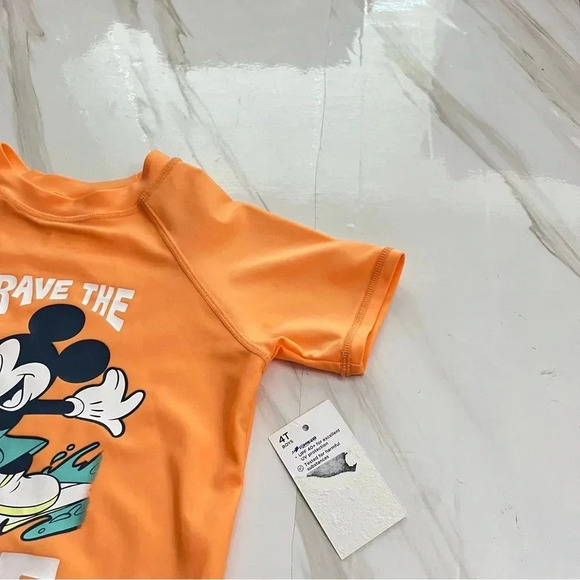 Disney's Mickey Mouse Boys "Brave the Wave" Rash Guard Swimsuit Top Size 4T - Picture 4 of 6
